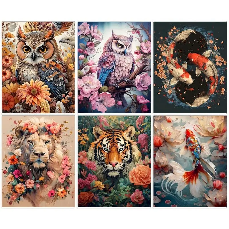 

GATYZTORY Painting By Numbers Animals Acrylic Paint Drawing Picture Frames Flowers Painting Numbers Unique Gift Home Decor