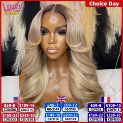 Parrucca frontale colorata bionda Ombre 13X6 Capelli umani per le donne Parrucca anteriore in pizzo 13X4 trasparente con radice scura Pre pizzicata