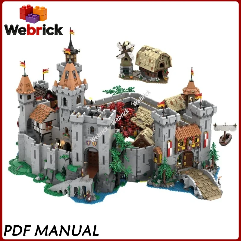 

Средневековый замок-крепость: альтернативная модель MOC, реалистичная историческая планировка башни и стен для коллекций любителей хобби