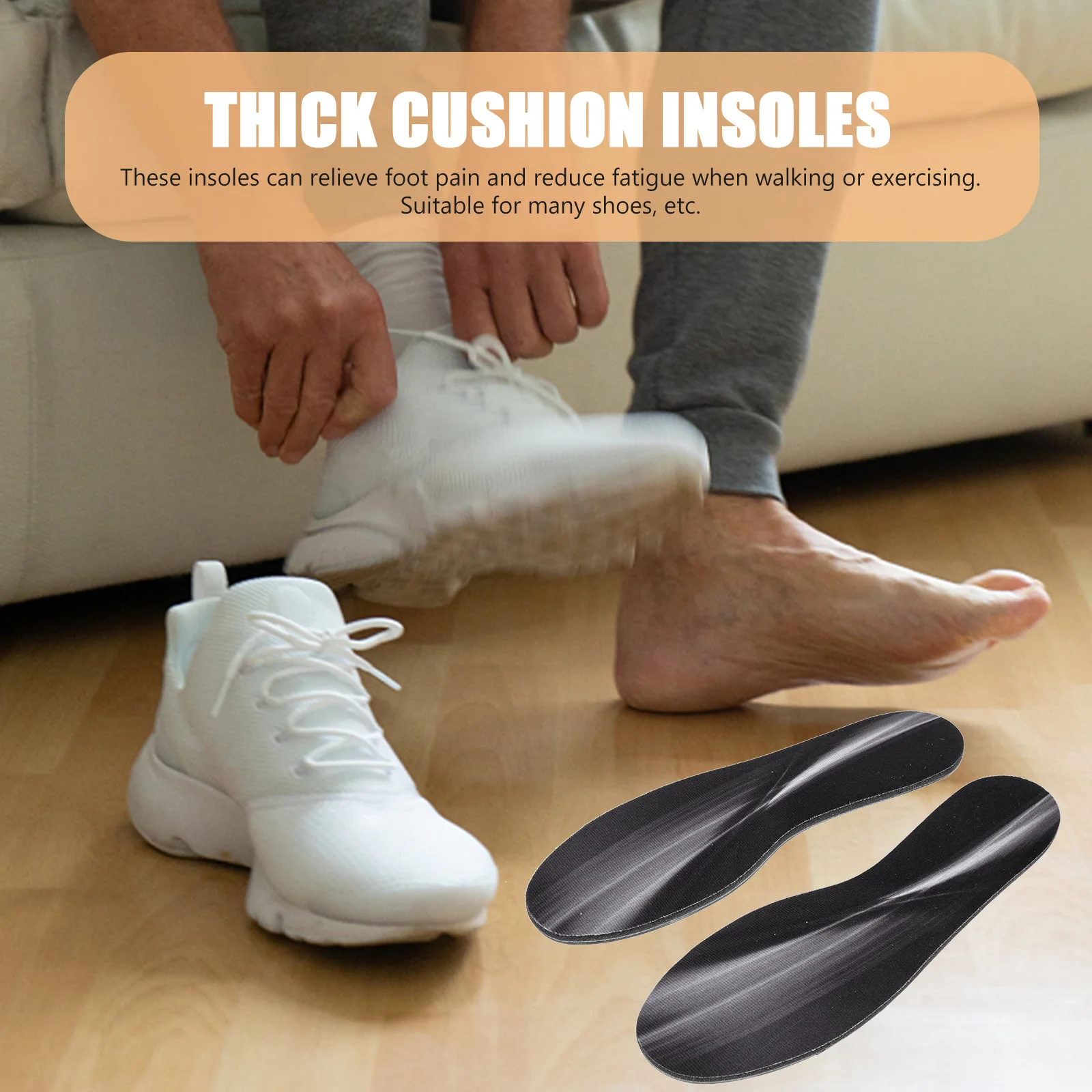 

1 Pair Breathable Sports Insoles Thick Cushion Shoe Inserts Shock Absorption Sweat Absorbing Non-Slip Foot Pads For Walking