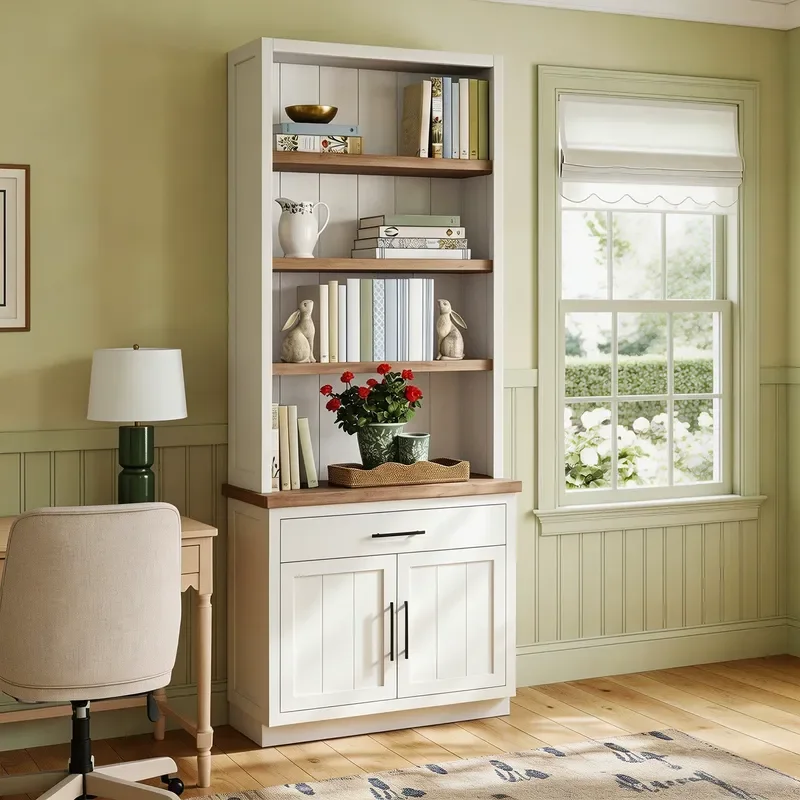 Solid Wood Bookcase Wall Mounted Locker Integrated Home Study Storage Cabinet Modern Simple Multi Functional Living Room