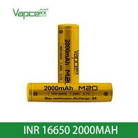 Original Vapcell M20 INR 16650 3.7V Lithium Ion Batteries 16650 2000mAh 8A High Performance Cell for Power Tools