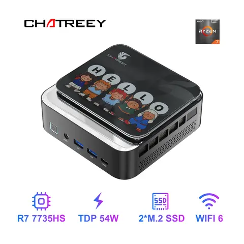 Chatreey AN3P 미니 PC R7 7735HS 680M 게이밍 데스크탑 컴퓨터(WiFi 6/블루투스 5.2/HDMI/DP 포함)