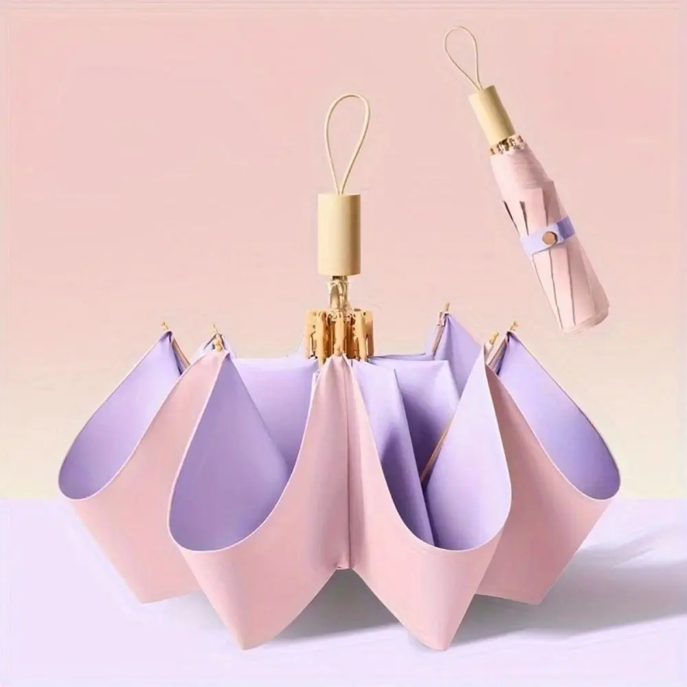 

UV Protection Color Glue Umbrella Thickened UPF 50+ Mini Sun Umbrella High-Density Fabric Anti-UV Coating Hand Operated Parasol