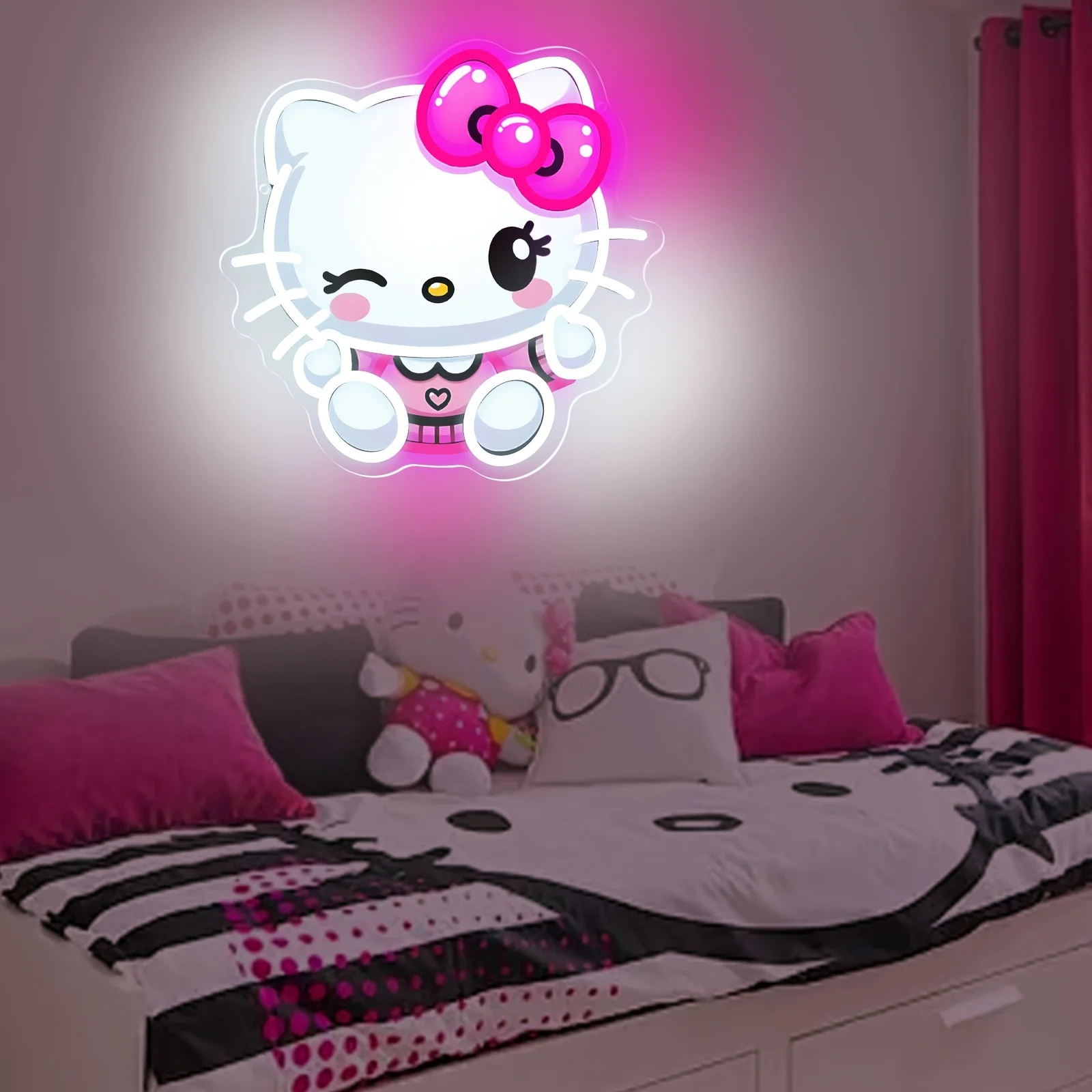 Hello Kitty Anime Neon Sign Dimmable USB Cartoon LED Neon Light for Bedroom Girl Club Party Wall Decor Birthday Gift for Kid