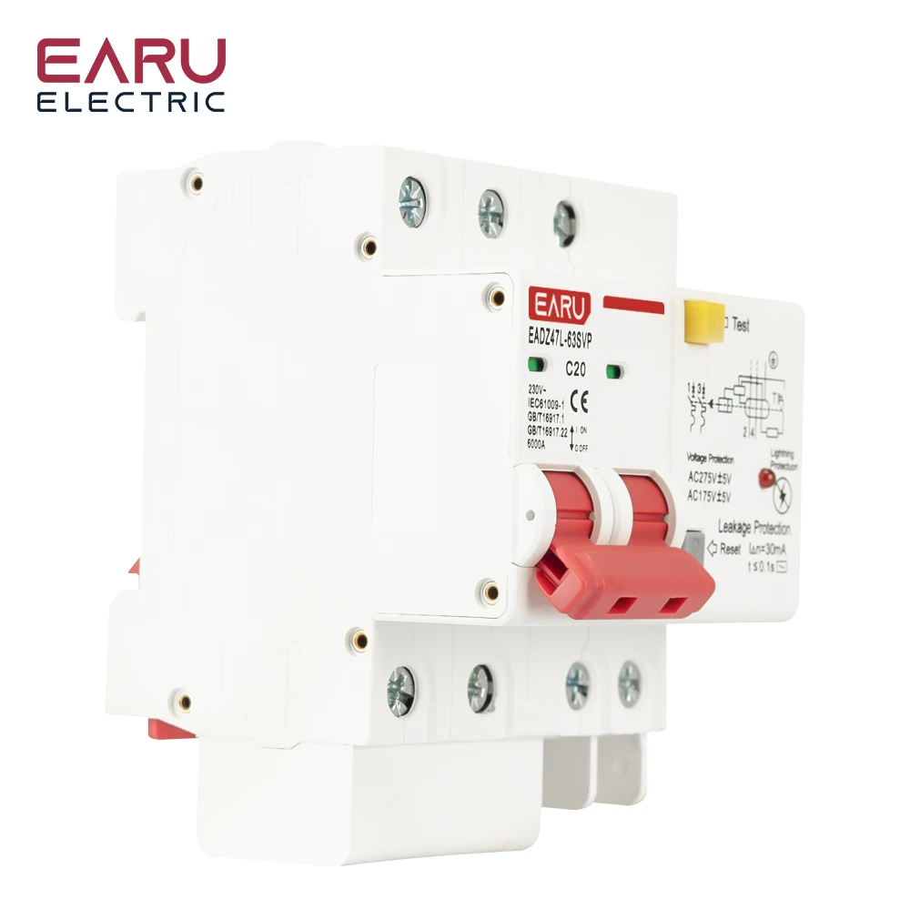 teledirigido do disjuntor de corriente residual de 230V 2P SPD con la sobretensión de sobrecarga RCBO RCCB con la protección contra rayos MCB