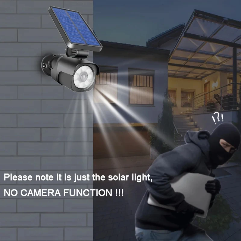 Outdoor Solar Light Security Dummy Camera Wireless PIR Monitor LED Sensor Garden Lights Garage Lamp