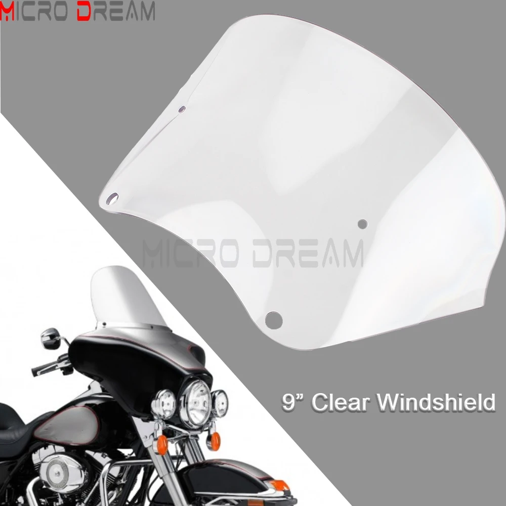 

9 Inches Motorcycle Clear Windscreen Windshield Covers Wind Deflector‌ For 1999-2005 Harley Dyna 1987-1999 FXR 2006-2017 HD DYNA