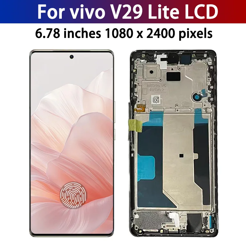 6.78“AMOLED For Vivo V29 Lite 5G LCD Display Touch Screen Digitizer Assembly V2244 Display With Frame