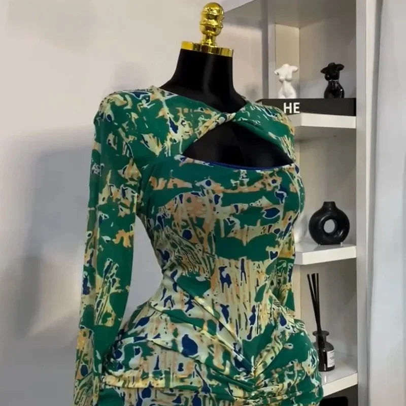 Vestido largo por debajo de la rodilla ajustado con pliegues y escote en V drapeado para mujer, Vestidos sexys para fiesta y Club nocturno 2025