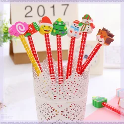12 Pcs Wooden Lead Pencils with Santa Claus Eraser - Perfect for Christmas Gifts and School Supplies