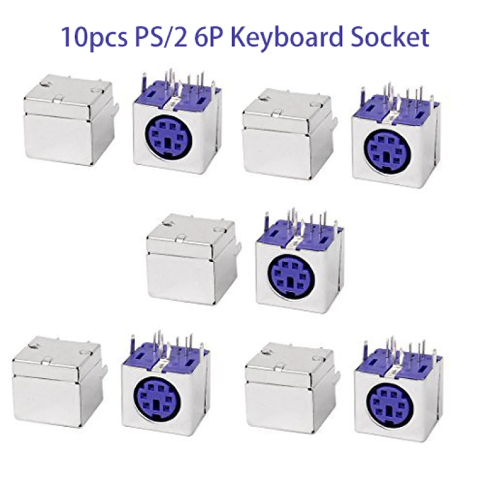 10pcs PS/2 PCB Socket PS2 6 Pins Female Keyboard Socket Jack Female Connector for keyboard or mouse PS/2 cable