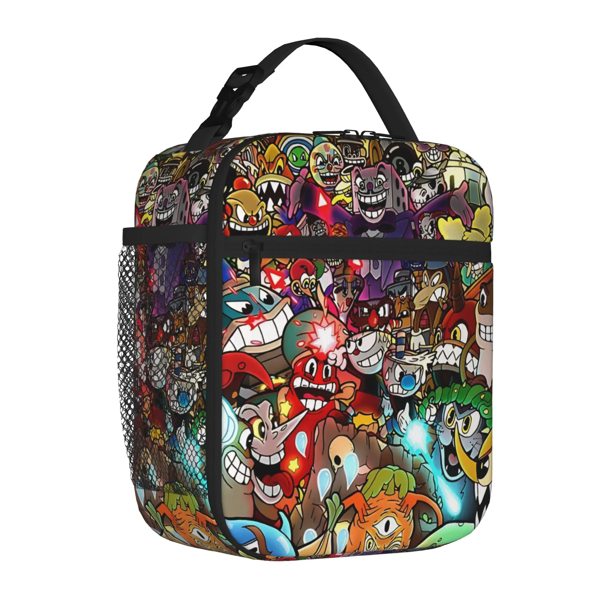1 Piece Zipper Closure Cartoon Mug Hero Storage Bag Pocket Cuphead School Lunch Food Box Reusable For Lunch Food Bag