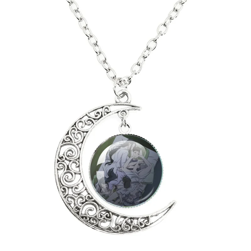 New Style Anime Tsugumomo Character Kazuya Kagami /Kiriha Pendent 20mm Moon Necklace Accessories Jewelry Fans Gift