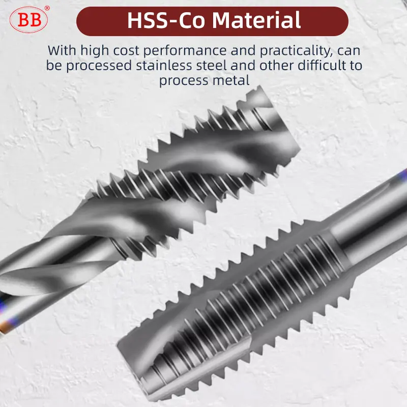 BB-Cobalt Machine Tap Threading HSS CO Tn, Flauta Reta Espiral, Formação CNC Fluteless, Dureza Revestida Ferramenta de Metal