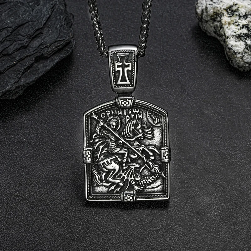 Arch Angel St.Michael Cross Wing Stainless Steel Men Necklaces Pendant Chain Amulet for Women Fashion Jewelry Gift Wholesale