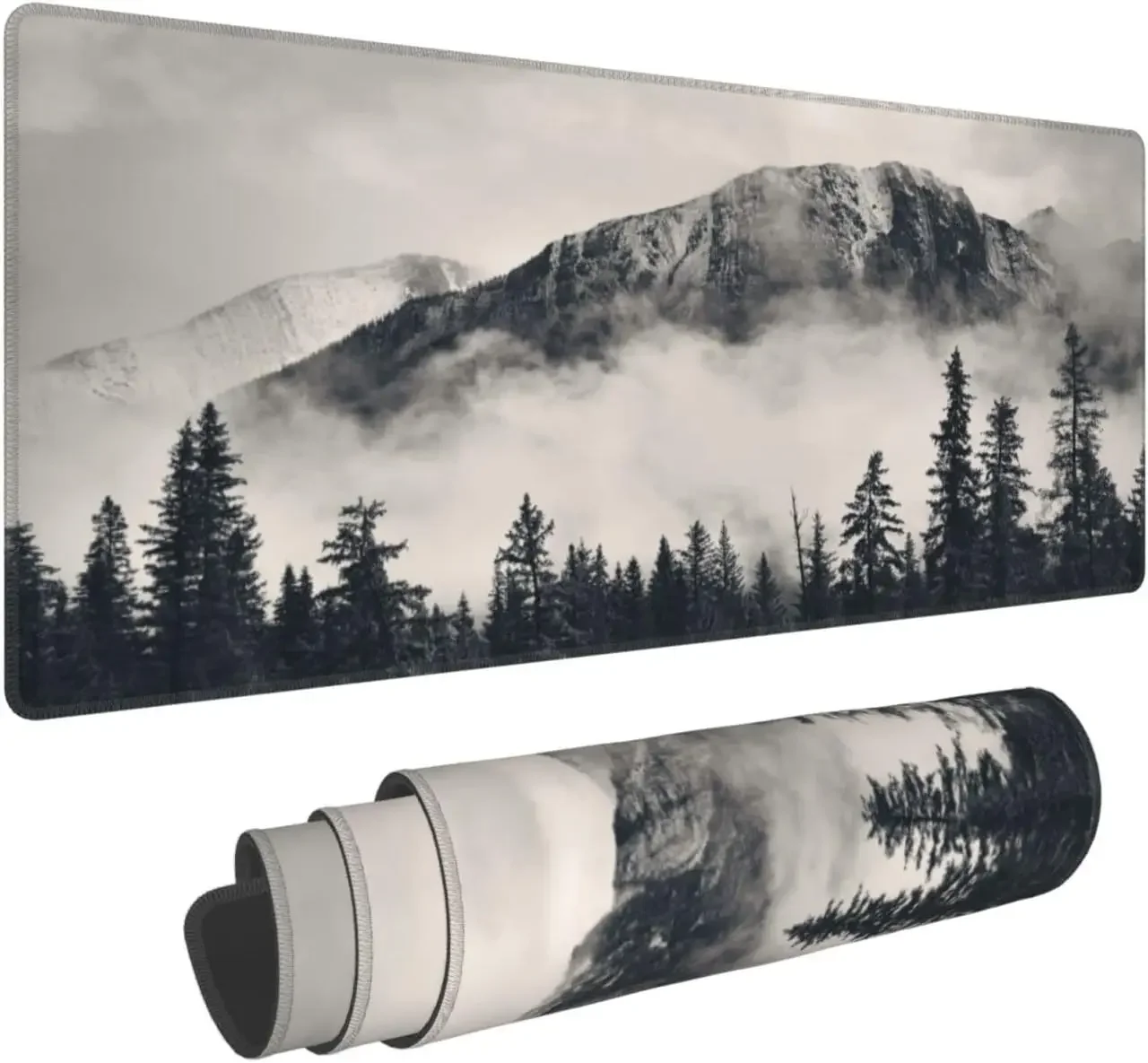 

National Black Parks Canadian White Mountain Cliff Mouse Pad Non Slip Rubber Base Stitched Edge Gaming Mice Pad 31.5 x 11.8 Inch