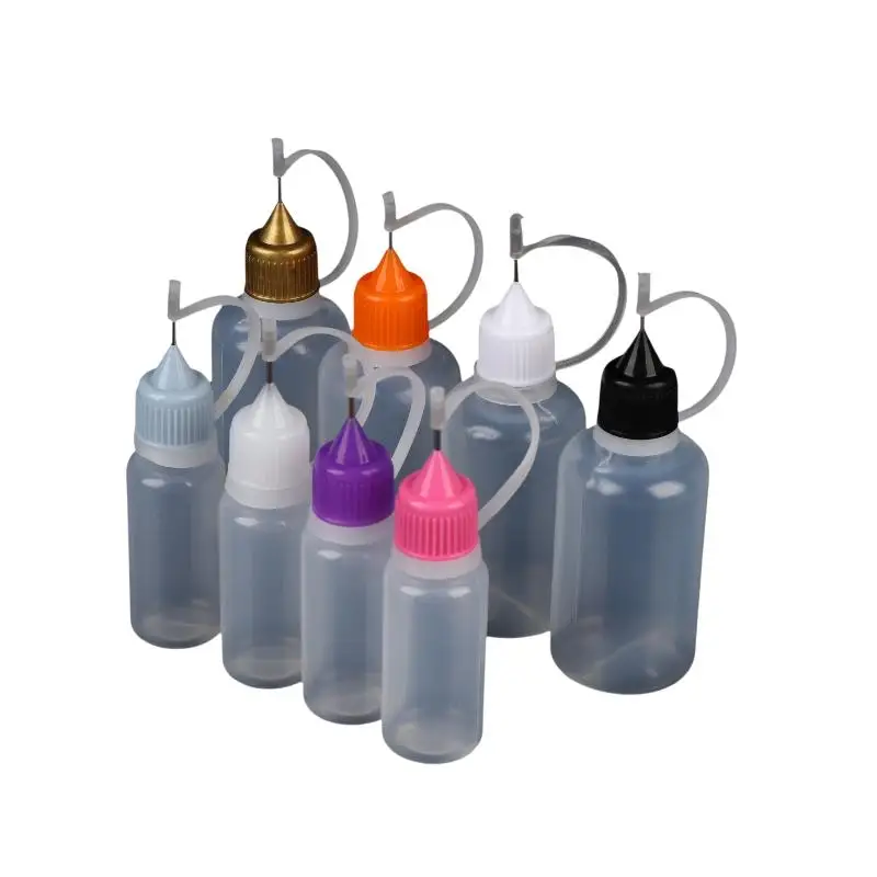 1 Set durchsichtige Plastikflaschen mit Nadelspitze und auslaufsicheren Deckeln in verschiedenen Größen, perfekt für die Aufbewahrung von Bastelkleber – Detail 14
