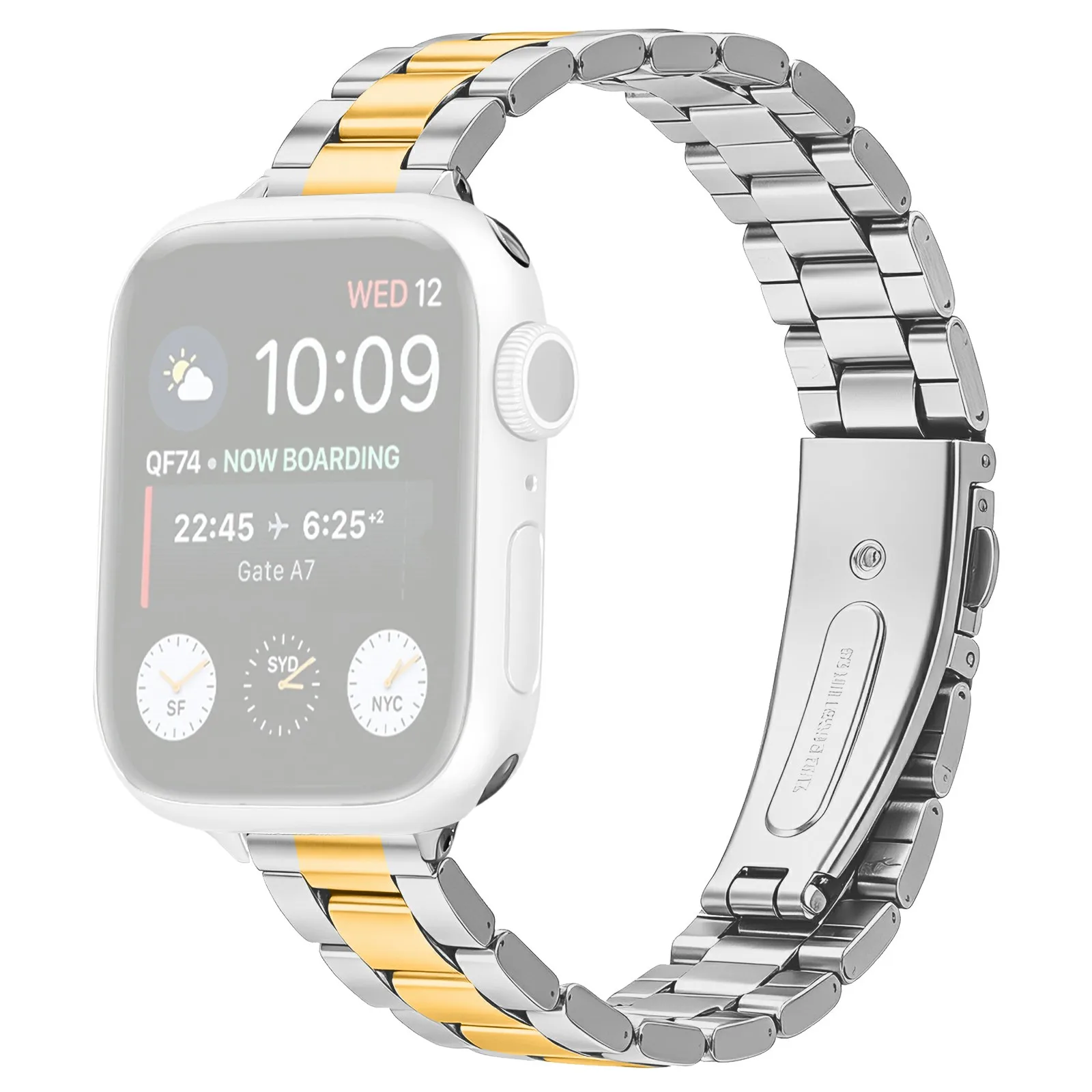 Metal Watch Strap for Apple Watch Series 11 10 42mm / 9 8 7 41mm / SE3 SE2 SE 6 5 4 40mm / 3 2 1 38mm Three-bead Stainless Steel