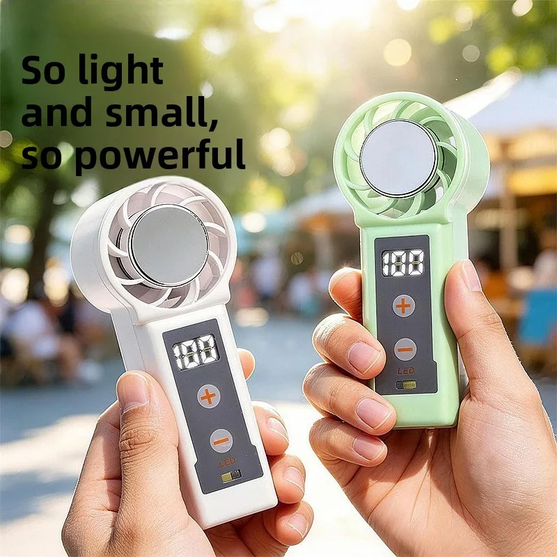 

New Pocket Mini Fan Portable Digital Display Cooling High-Speed Turbo Handheld Ice-Breeze Fan