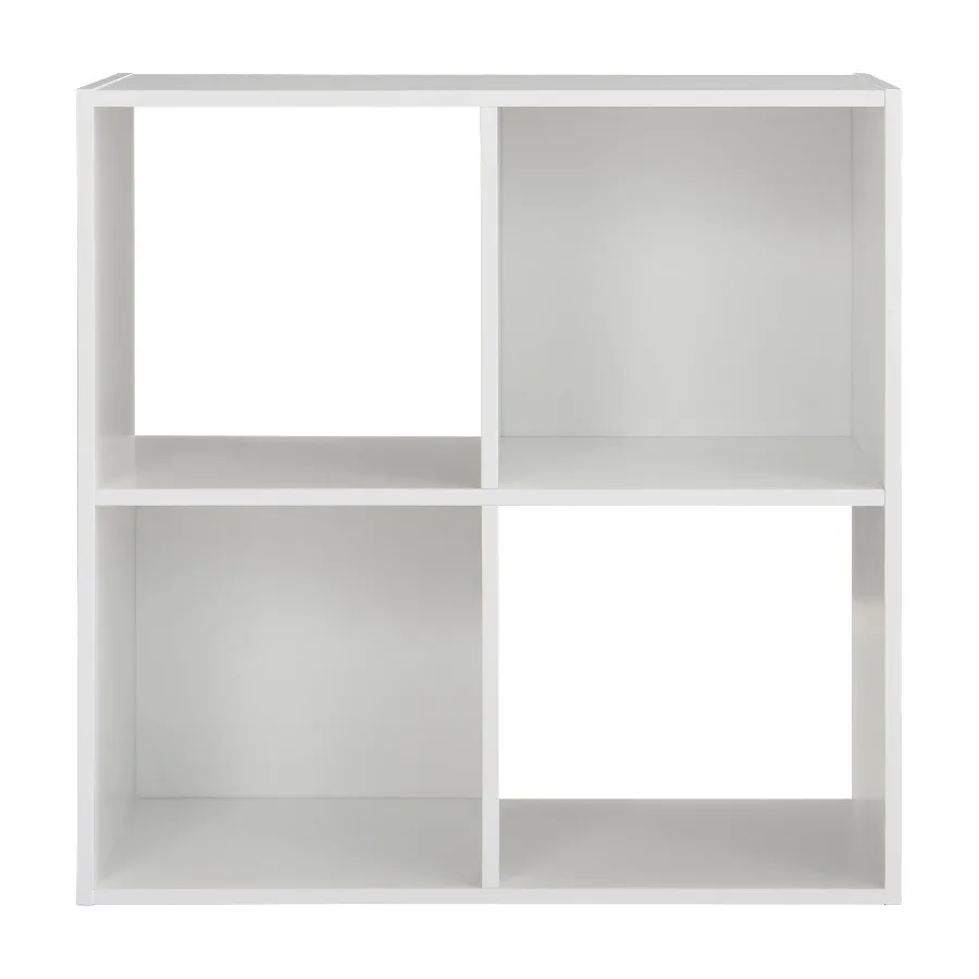 Mainstays White 4‑Cube Modular Storage Organizer Multi‑Grid DIY Shelf Unit for Bedroom Closet Home Toys Books Clothes Storage