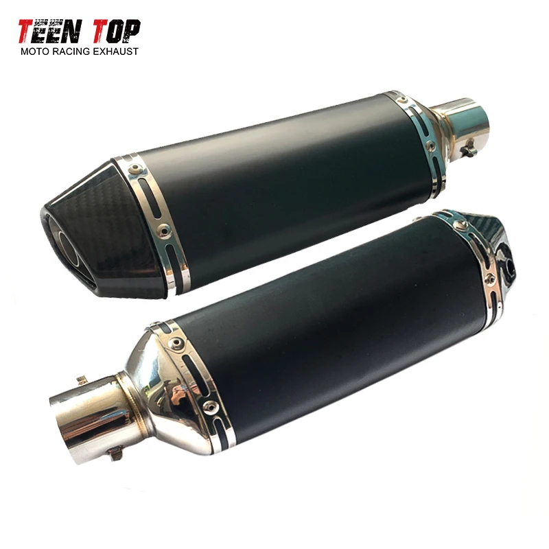 

370mm Universal Motorcycle Exhaust Muffler Carbon Fiber Exhaust Silencer For Benelli TRK 502 502C BJ600 Tornado 302R Pitbike