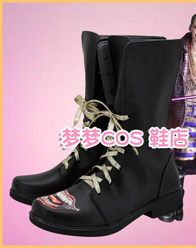 Clown Joker Cosplay Shoes Movie Suicide Super Villain Roleplay Jared Leto Halloween Party Masquerade Boots