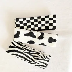 Black White Headbands Sassy Zebra-stripe Hound's-tooth Cow Leopard Print Quare Sports Headband Hair Accessories for Men Women