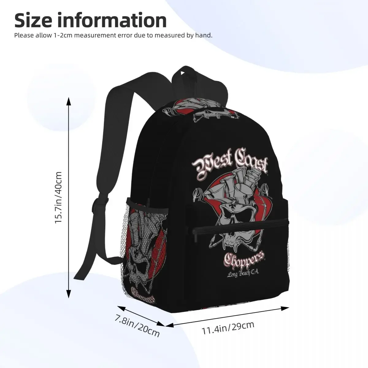 West Coast Iron Cross Choppers Student Backpack School Bag Hiking Travel Daypack for Men Women Fashion Bookbag Shoulder Bags