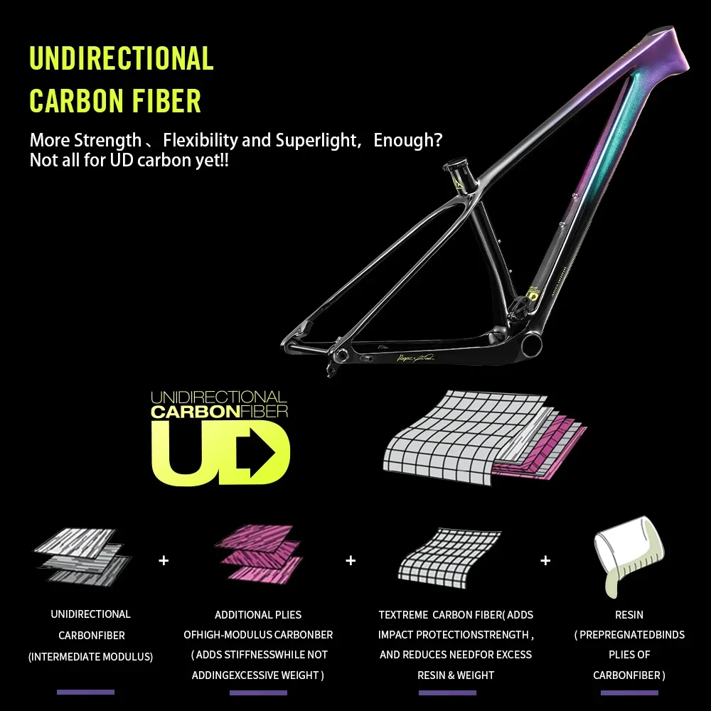 دراجات LEXON UltraLight Carbon T1000 إطار 29er 1010g مع شماعات UDH لإطار سباق محدد مقاس 148 × 12 مم