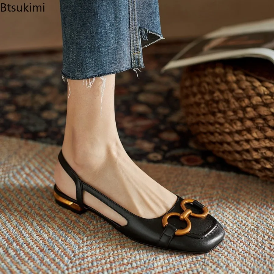 2026 Summer Autumn New Retro Low-heeled Baotou Sandals Women's Slingback Suede Office Ladies Shoes Sandal Slip on Woman Flats