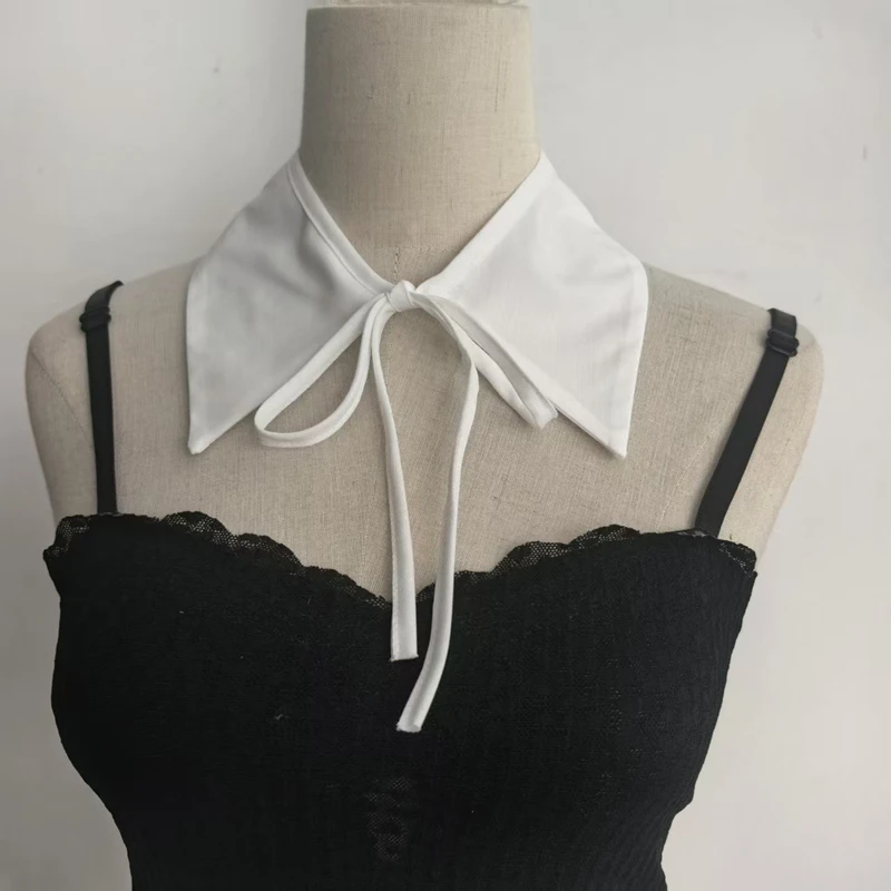 

Ladies Detachable Lapel Fake Collar Neck Shirt Doll Collar False Blouse Neckwear Lace Up Shawl Cosplay Party Costume Accessories