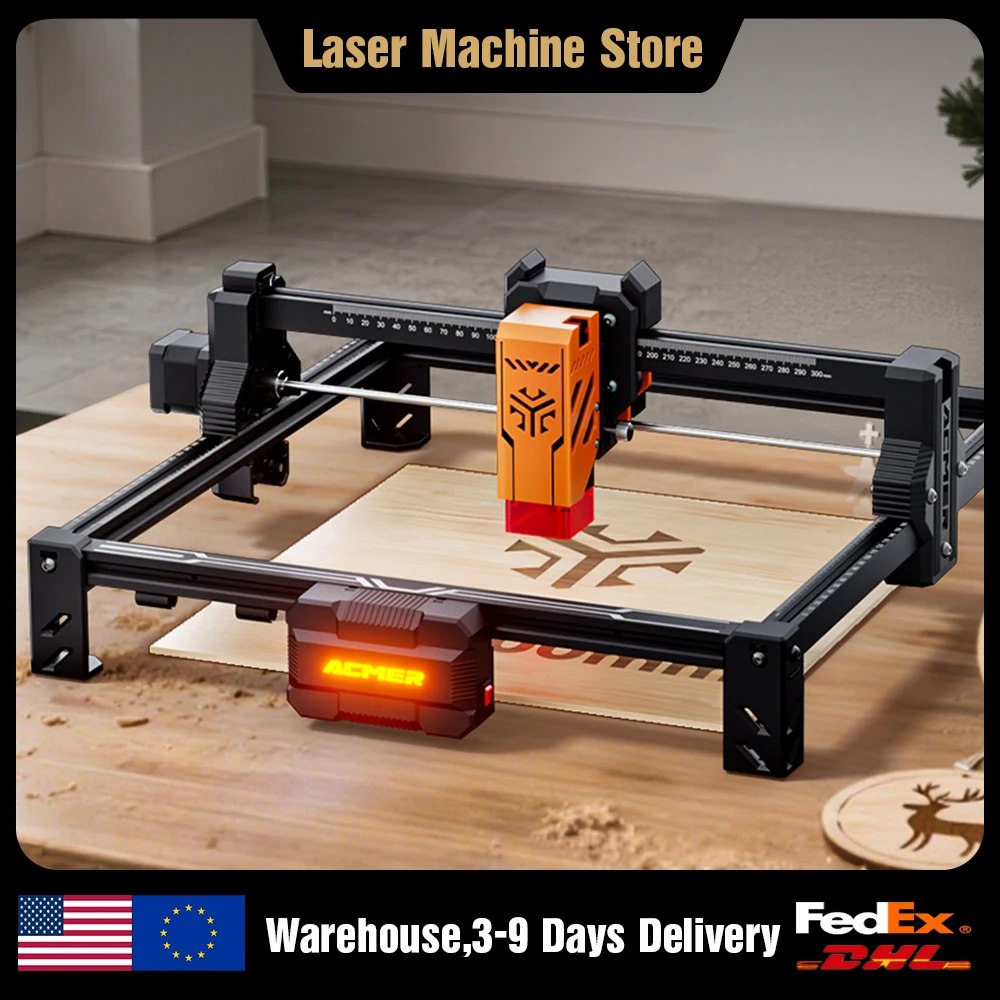 

Лазерный гравер-резак ACMER S2 4W 7W 12W, станок с ЧПУ, синий диод, рабочая область 300*300 мм, для гравировки фанеры, акрила, стекла