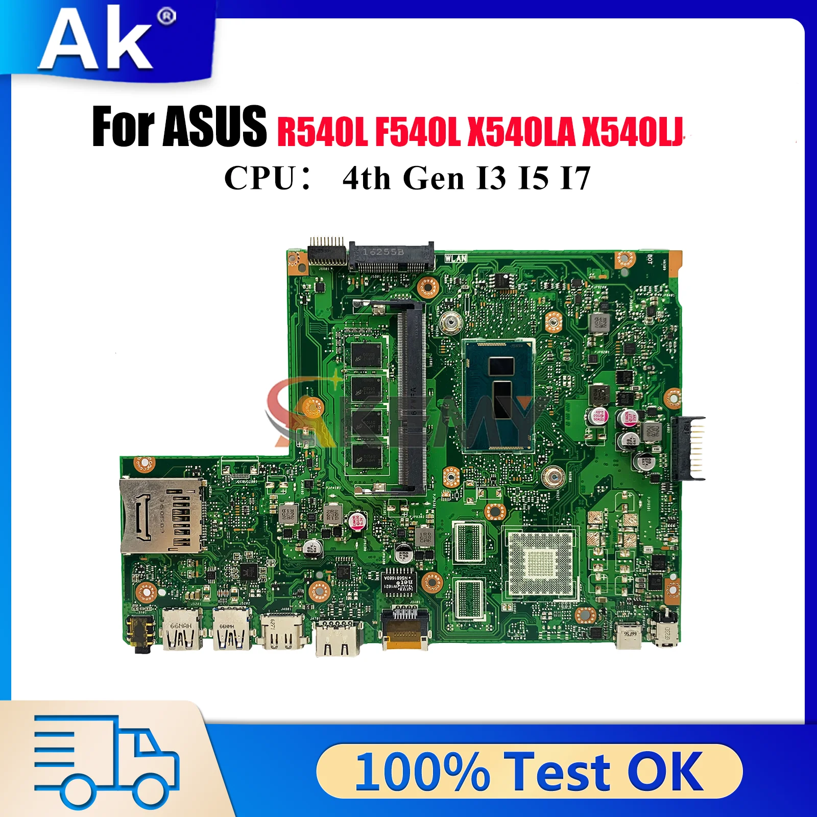 

X540LA Материнская плата для ноутбука ASUS VivoBook X540L D540L A540L X540LA R540L F540L X540LJ Материнская плата для ноутбука с процессором I3 I5 I7 stk