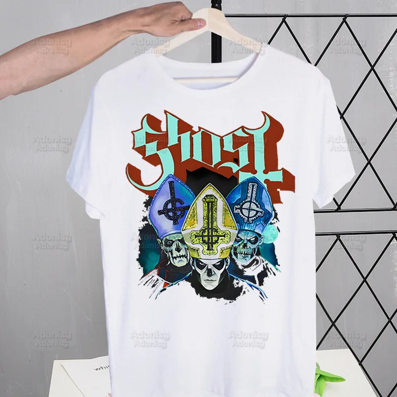 Camiseta Harajuku de banda de Rock duro para hombre, camisa de manga corta Unisex, informal, Ghost B.C Heavy Metal