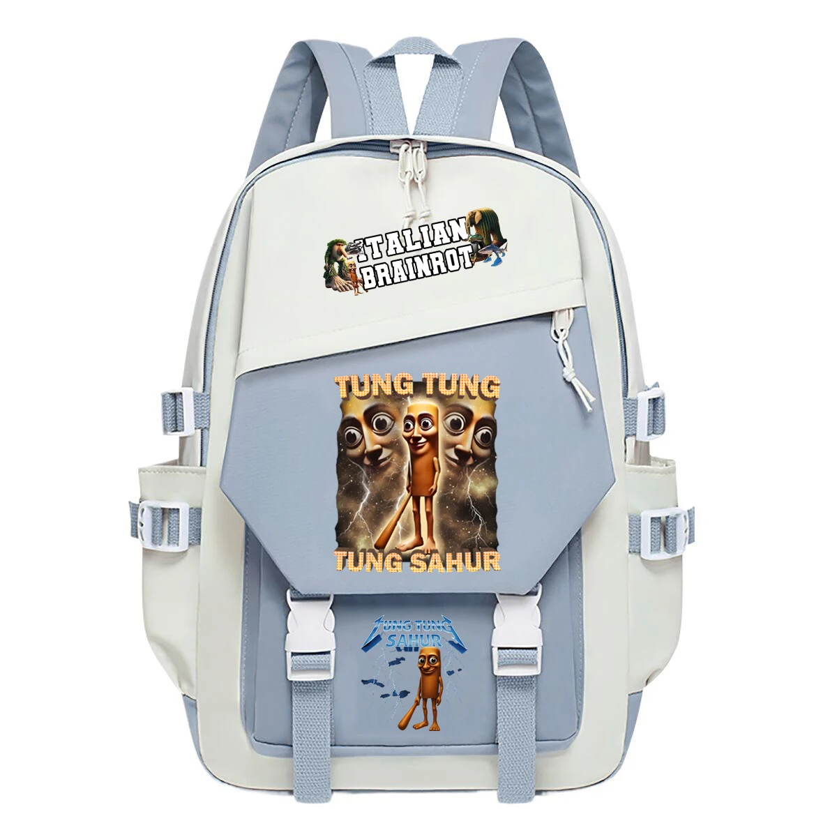 

Italian Brainrot Backpack Students Large Capacity Schoolbag Tung Tung Tung Sahur Meme Knapsack for Men College Canvas Laptop Bag