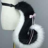 Foxes Ears Tail Furry Dog Ears Headbands Dog Tail Halloween Cosplays Party Dog Costume Accessories for Kids Adults Gifts