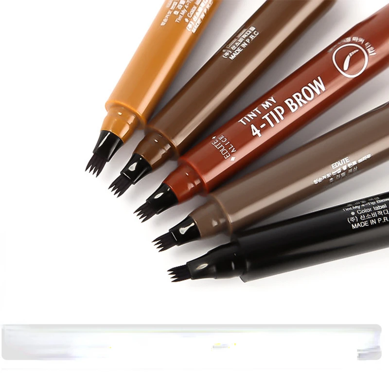 4 Point Eyebrow Pencil Waterproof Liquid Eyebrow Pen Makeup Long Lasting 4 Fork Tip Brow Pen Cosmetic Microblade Brow Pencil