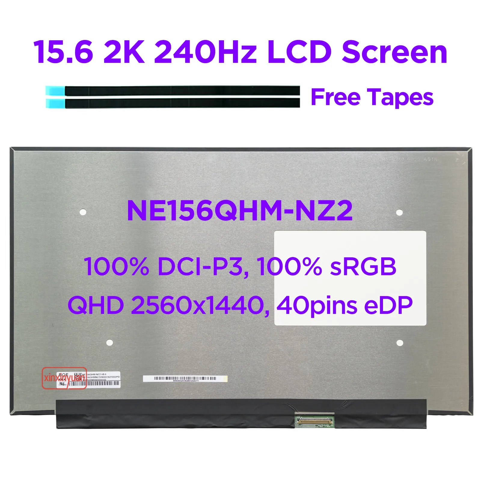 Portátil Lcd Tela Ne156qhm-nz2 para Asus G533 Ga503 Qhd 2560×1440 240hz 100 Dci-p3 Matriz Substituição 40 Pinos Edp 15.6 2k 240hz