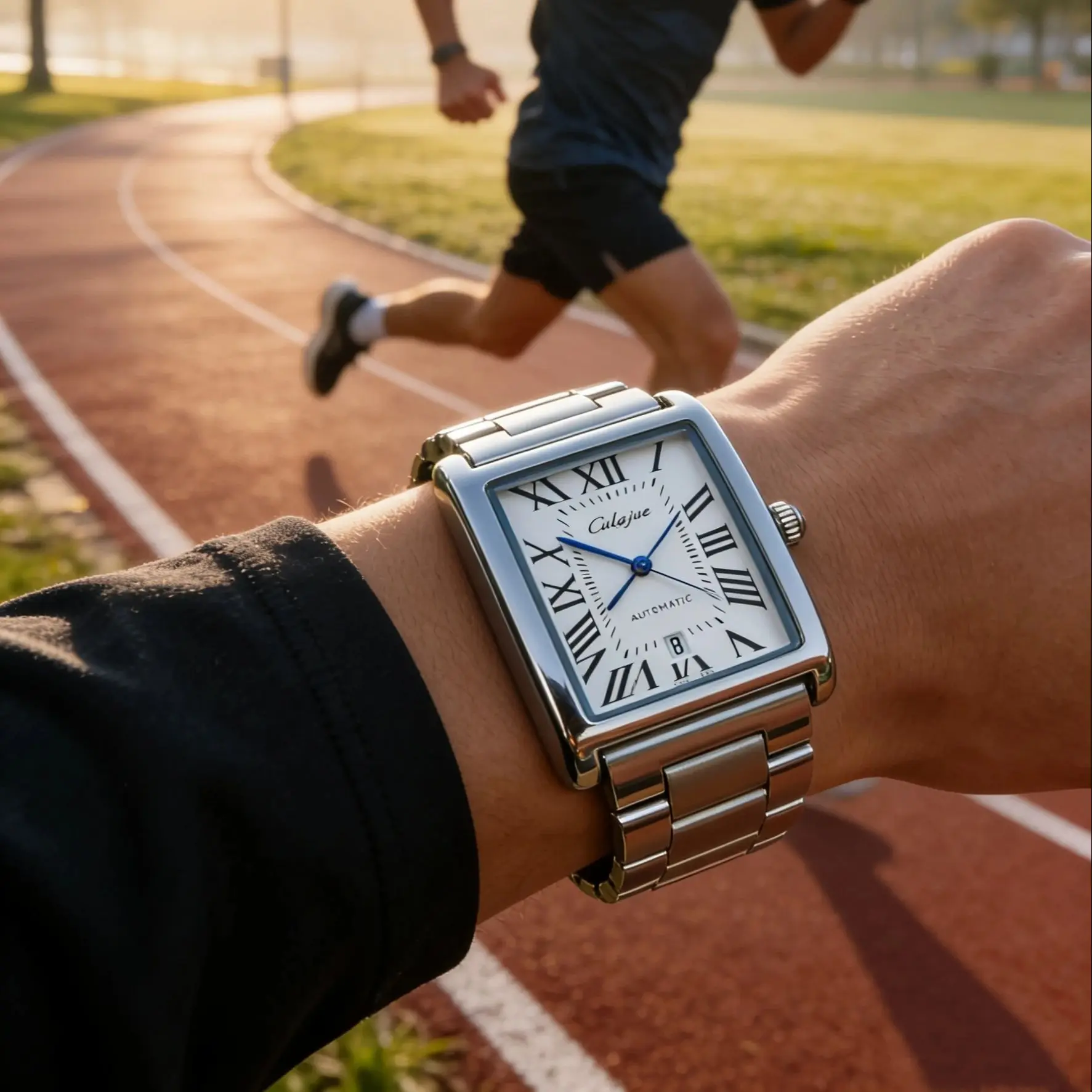 New Luxury Square Men's Quartz Watch with Roman Numeral Dial, Stainless Steel Strap, Waterproof, Casual Business Wristwatch, Stylish and Versatile, Handsome European and American Style Classic Men's Timepiece, Gift for Him