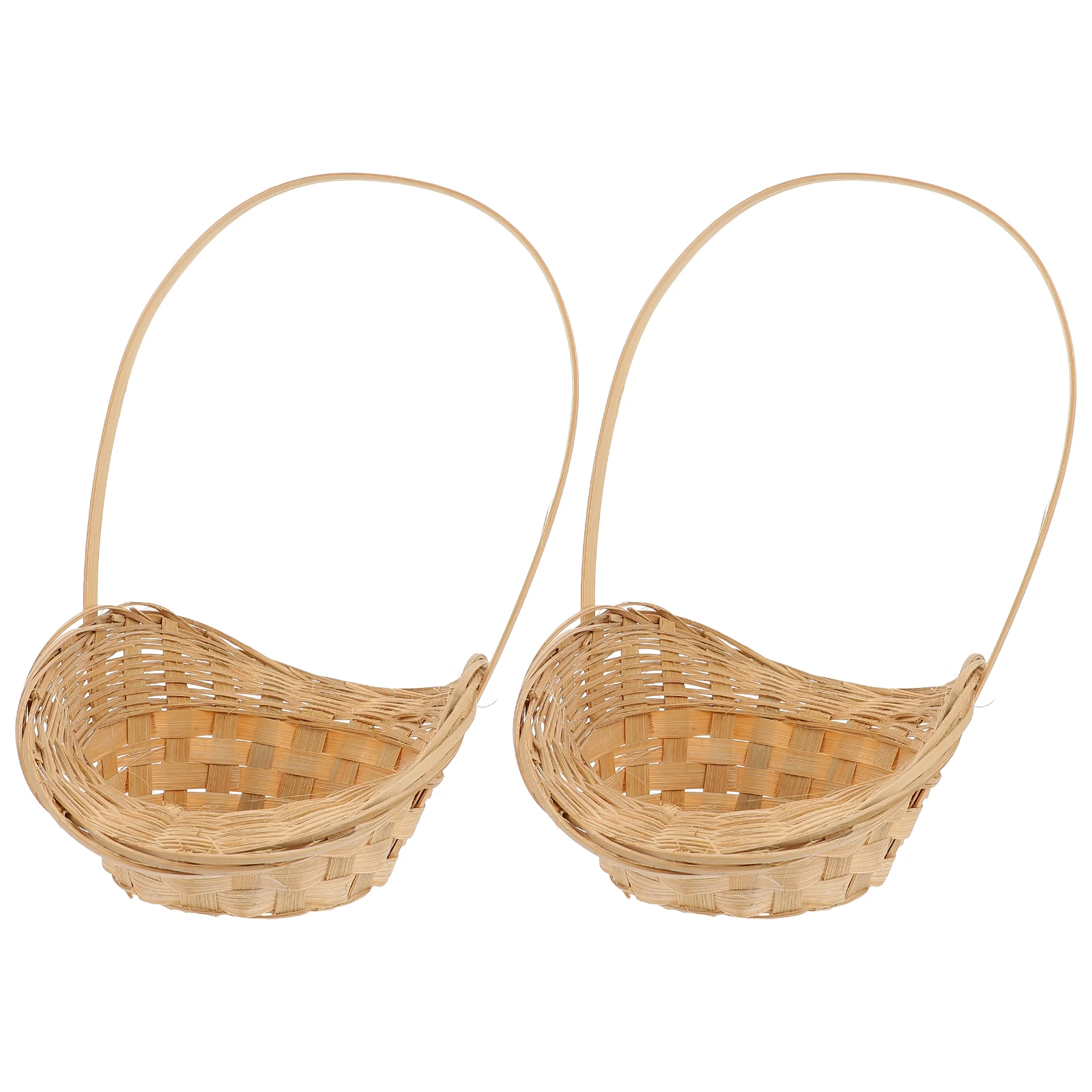 

2pcs Bamboo Woven Basket Countertop Baskets Toy Cover Multi functional Storage Decor Home Party Fruit Flower Plant Pot