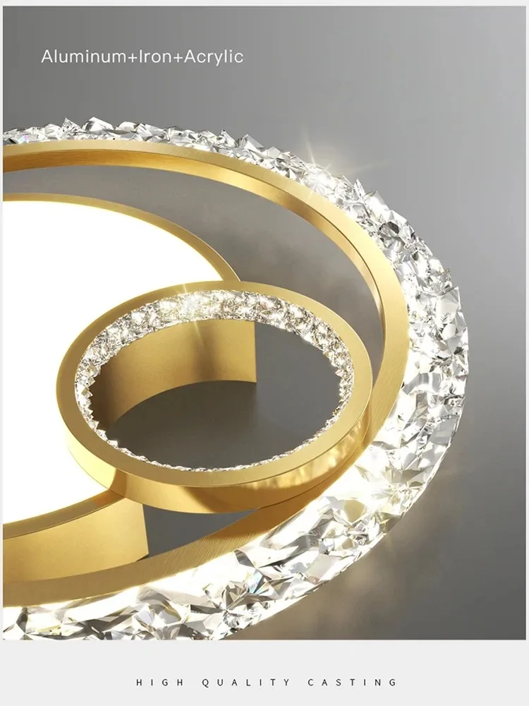 Modern Round Led modest Ceiling Lamps For Bedroom Kitchen Golden Crystal Luxury Chandeliers Study bathroom Ceiling chandelier