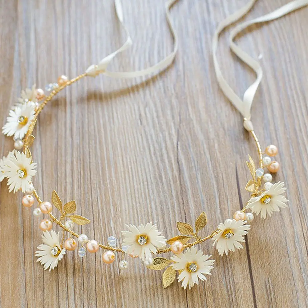 Ribbon Daisy Flower Bridal Hairband Tiaras Headband Garlands