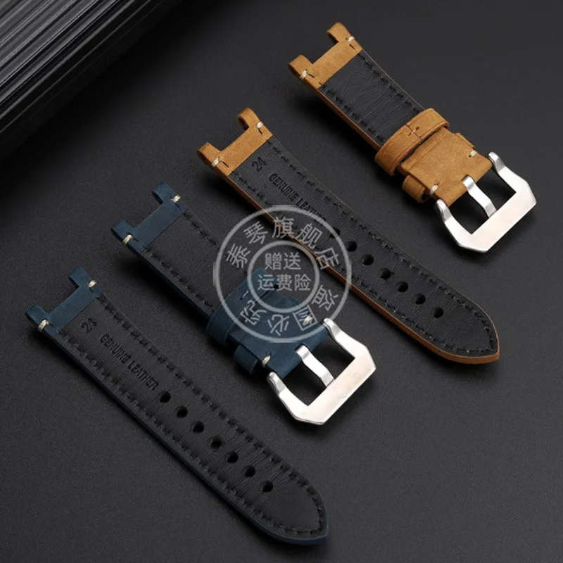 Frosted cowhide watchband for Tissot T141 notch strap racing series T141.417A frosted cowhide watch strap 24mm men's bracelet