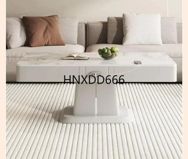 

Solid Wood Lifting Intelligent Voice Control Coffee Table Living Room Home Dual-Use Stone Plate Dining Table Desk Integrated