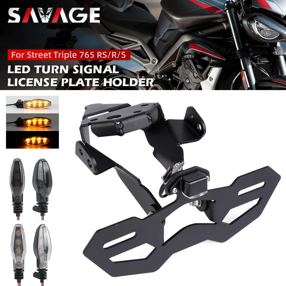 

For Street Triple 765 RS/R/S 660S Motorcycle Fender Eliminator Tail License Plate Holder LED Turn Signal Light 765RS 765R 765S