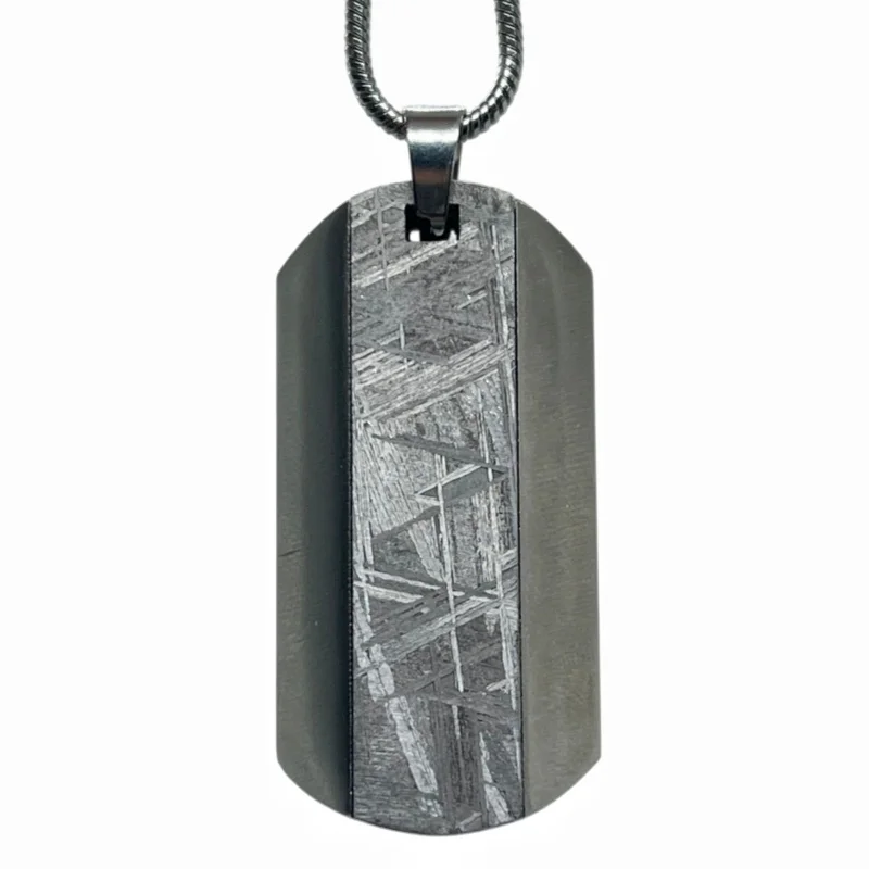 Gibeon Meteorite Rectangular Pendant Polished Natural Iron Space Rock Pendant Unique Mens Cosmic Jewelry Gift -669