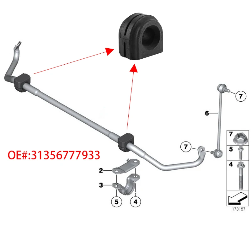 31356777933 High Quality Stabilizer Mount For BMW 5 6 Series F10 F11 F12 F13 Front Axle Stabilizer Sway Bar Bushing 31356777934