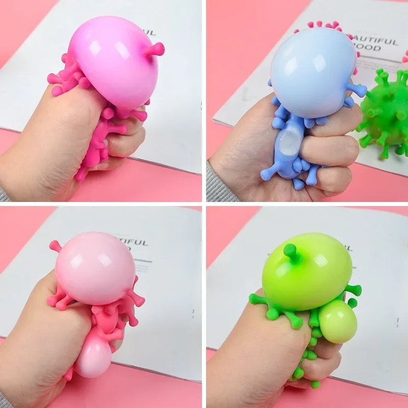 8cm Diameter Simulation Virus Shape Colorful Ball Massage Squishy Ball Kids Adults Anti Stress Decompression Toys