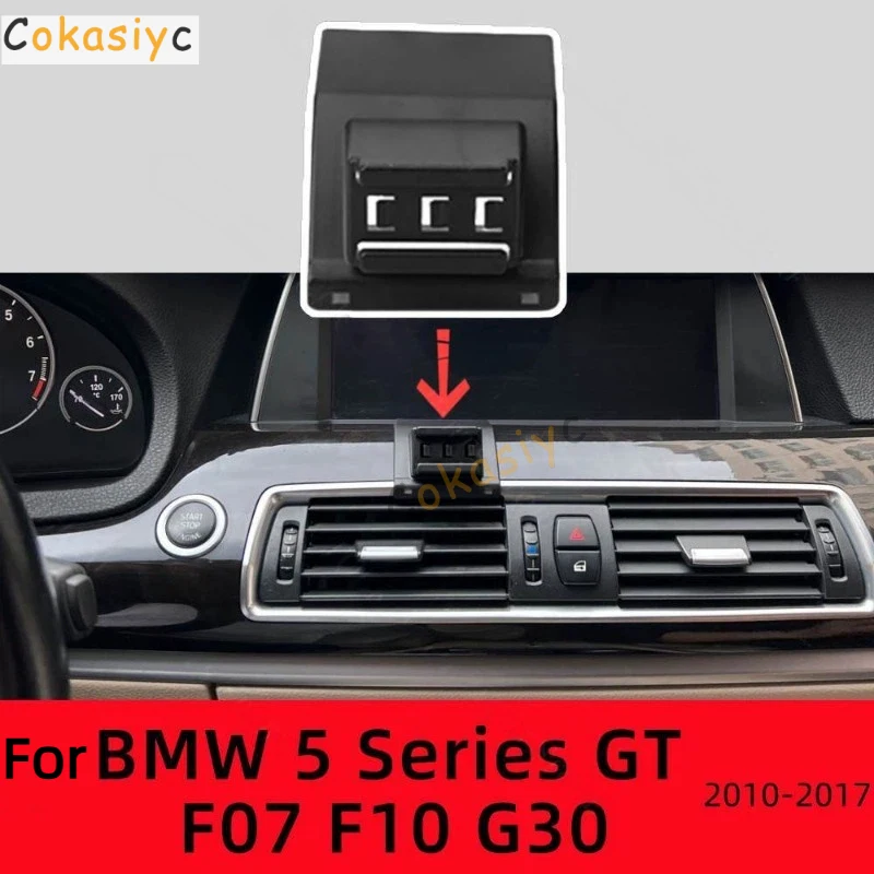 Suporte de Telefone para Carro com Base Fixa Especial para BMW Série 5 GT F07 F10 G30 520i 2010-2017, Acessórios para Carro com Carregamento Sem Fio d